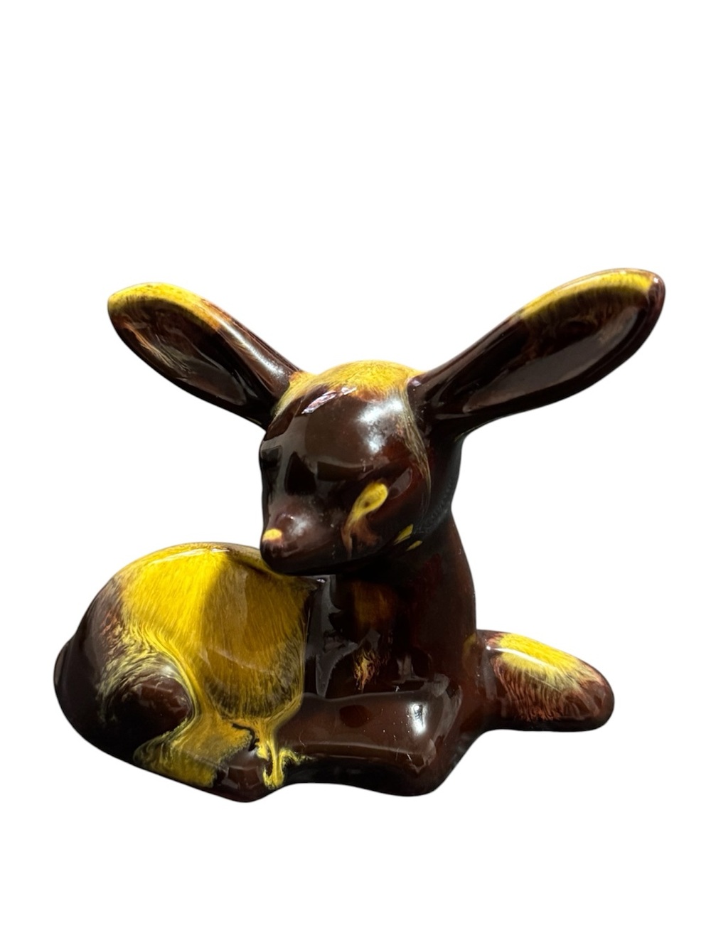 Blue Mountain Pottery Fawn Ceramic Deer Golden Harvest Drip Glaze BMP Canada